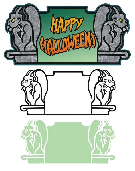 Gargoyles halloween banner — Διανυσματικό Αρχείο
