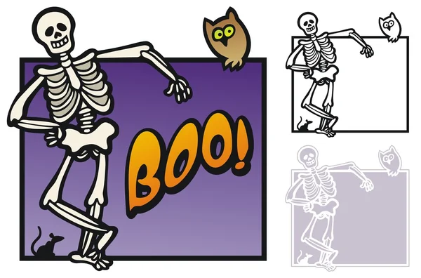 Halloween frame with skeleton — Stock Vector