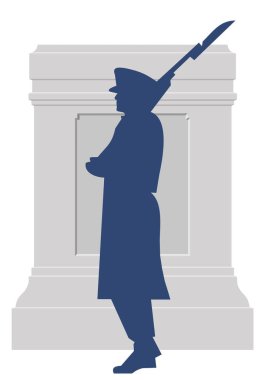 Anma Günü amblemi, bir anma töreninde nöbet tutan asker.