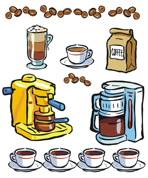 Coffeeania , spot illustrations for caffeine addicts — Stock Vector