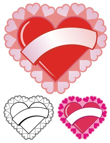 Valentine Heart With Banner — Stock Vector