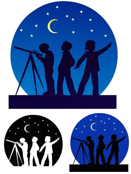 Астрономи вночі — стоковий вектор