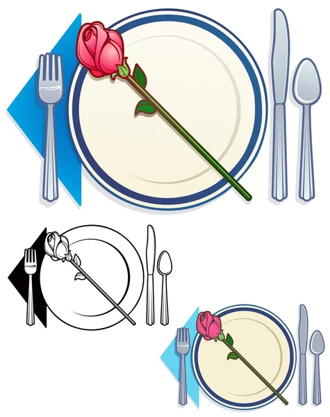 ロマンチックな夕食の設定 — ストックベクタ