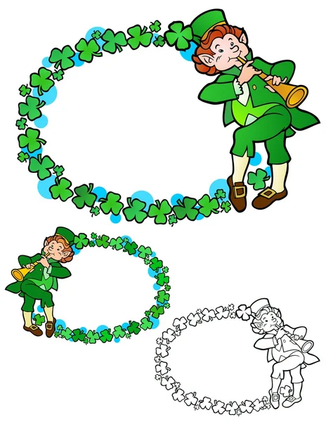 Leprechaun Border with shamrocks — Stock Vector