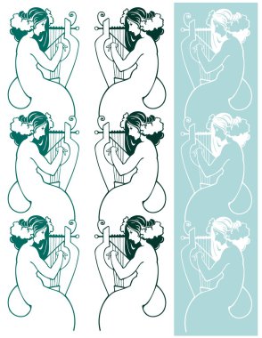 Art Nouveau Mermaids kenarlık