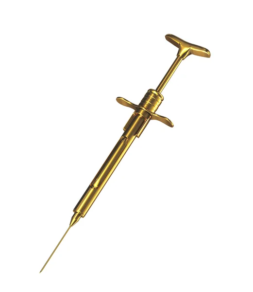 Golden dental syringe — Stock Photo, Image