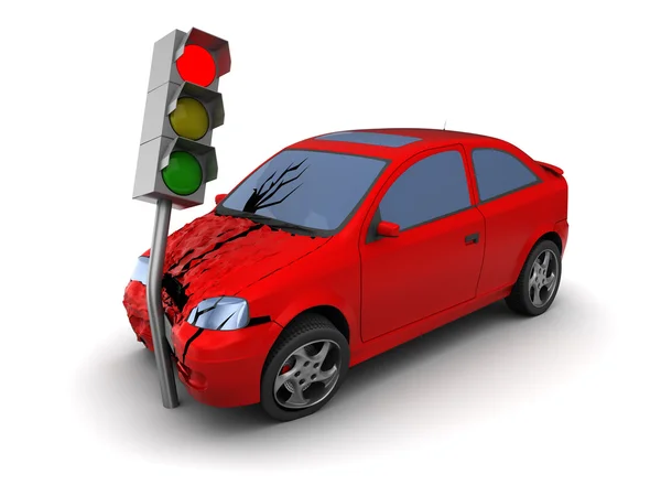 Acidente de carro com semáforo — Fotografia de Stock