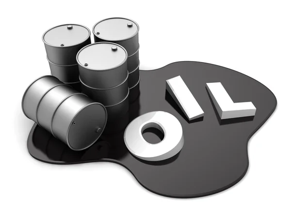 Oil barrels and oil sign — Stock Photo, Image