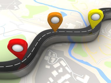 Yol ve gezinti noktalarını harita üzerinde