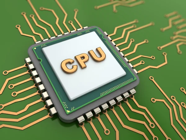 CPU över grön bakgrund — Stockfoto