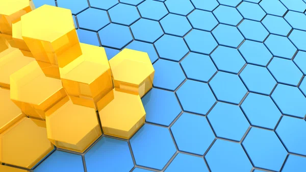 Hexagons background, orange and blue colors — Stock Photo, Image