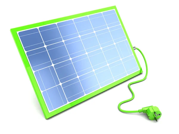 Painel solar com cabo de alimentação — Fotografia de Stock