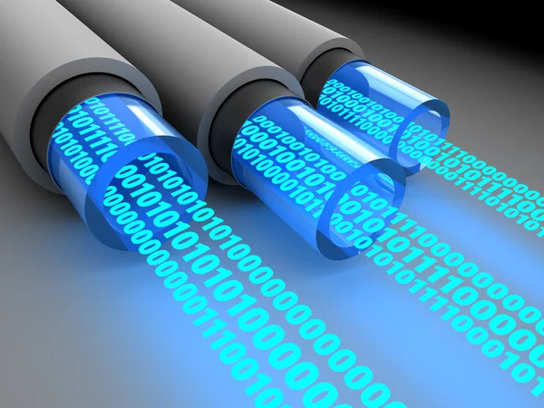 Fiber optics with binary data — Stock Photo, Image