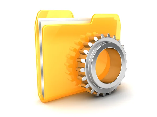 Folder with gear wheel — Stock Photo, Image