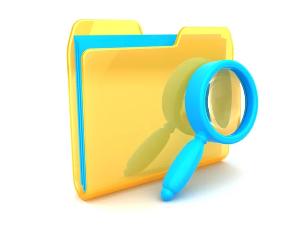 Folder with magnify glass — Stock Photo, Image