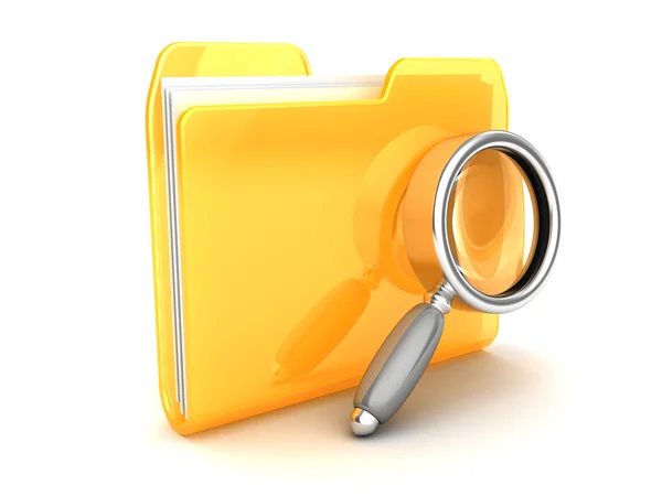 Folder and magnify glass — Stock Photo, Image