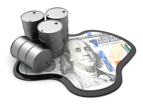 Oil barrels and dollar — Stock Photo, Image