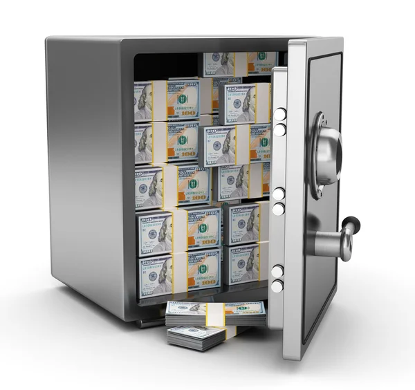 Steel safe full of money — Stock Photo, Image