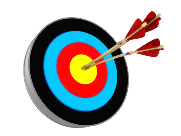 Objetivo de tiro con arco con tres flechas —  Fotos de Stock