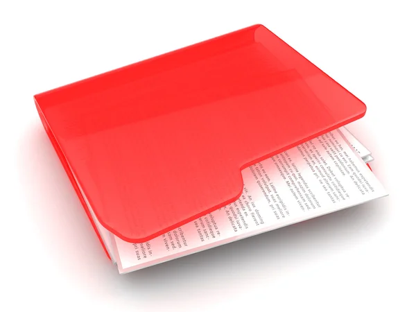 Röd mapp med pappersark — Stockfoto
