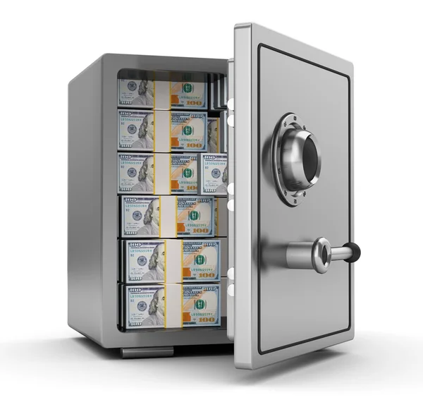 Steel safe full of dollars — Stock Photo, Image