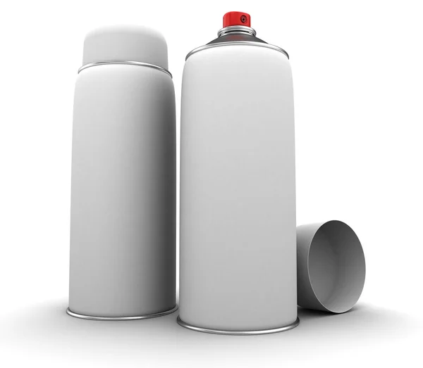 Spray cans open and closed with cap — Stock Photo, Image