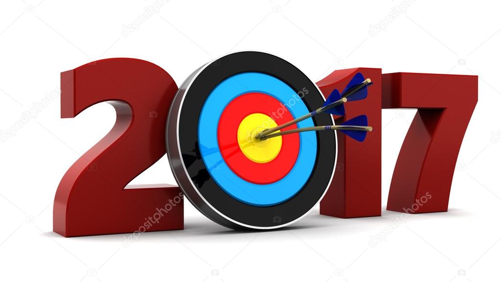 2017 year sign and arrows with target 