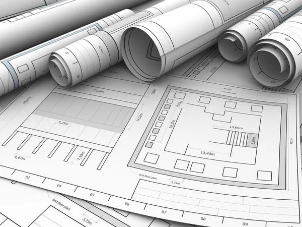 Blueprints heap background — Stock Photo, Image