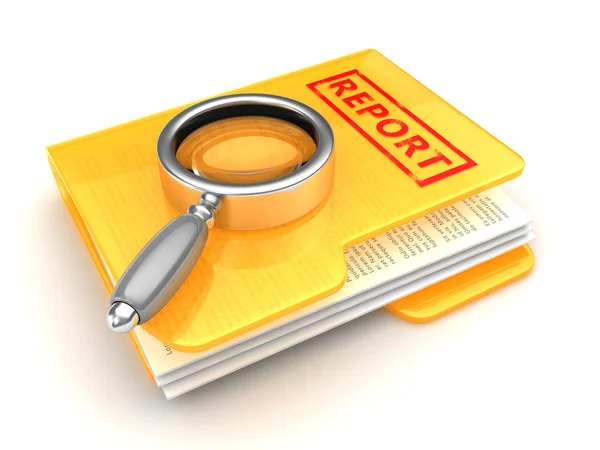 Folder and magnify glass — Stock Photo, Image