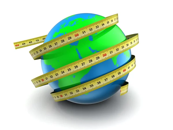 Earth globe 3d measure — Stock Photo, Image