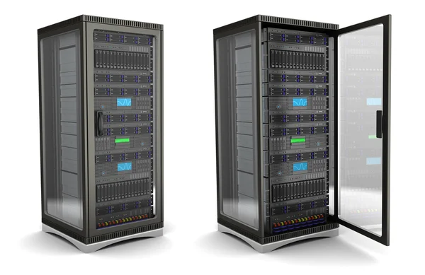 Server rack stand opened and closed — Stock Photo, Image