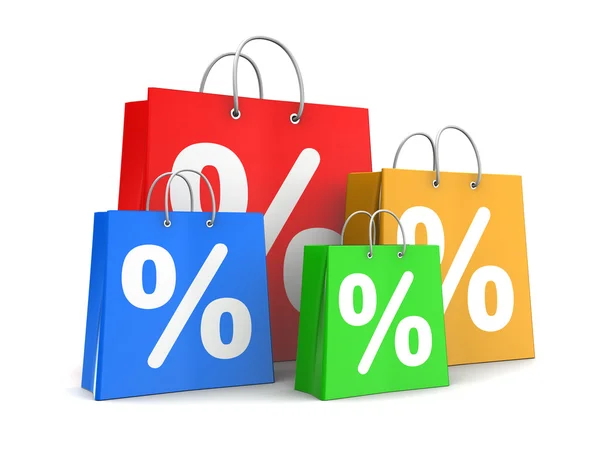 Shopping bags with percent signs — Stock Photo, Image