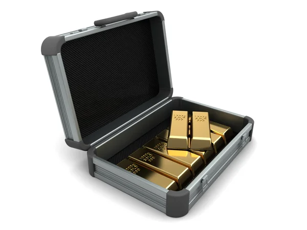 Suitcase with gold — Stock Photo, Image
