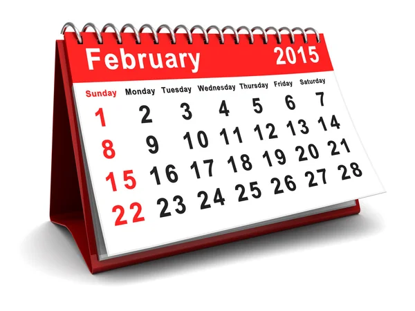 Febrero página del calendario 2015 —  Fotos de Stock