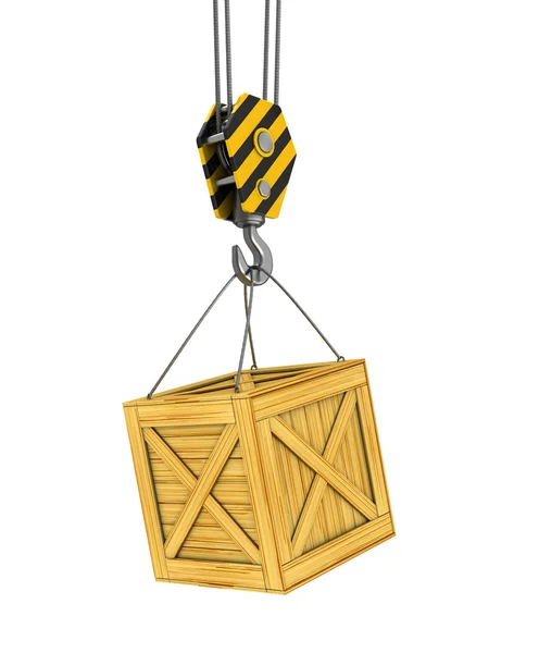 Crane hook and crate — Stock Photo, Image