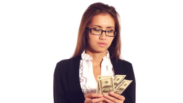 Geschäftsfrau mit kleinem Geld — Stockvideo