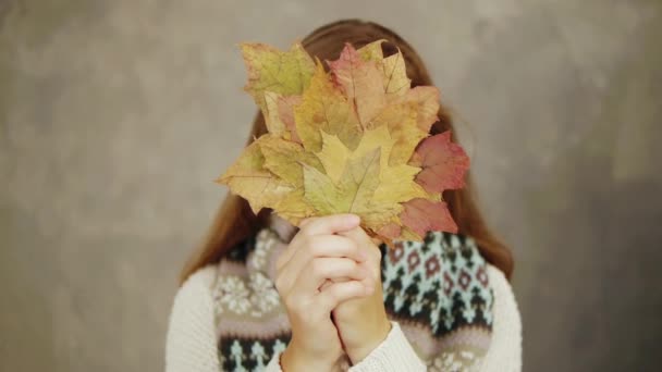 Woman Woman holding blad lämnar — Stockvideo