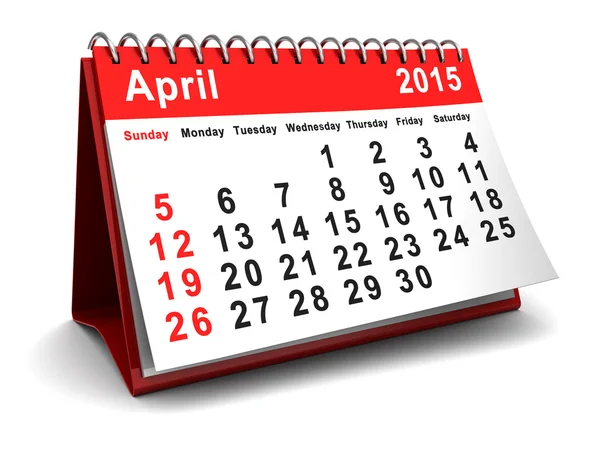 Abril 2015 calendário — Fotografia de Stock