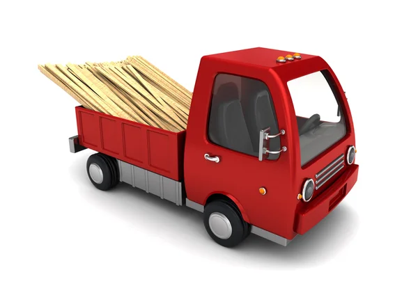 Small truck with planks — Stock Photo, Image