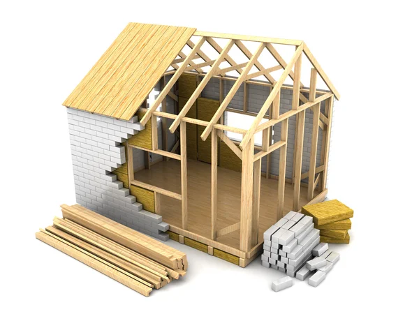 Telaio costruzione casa — Foto Stock