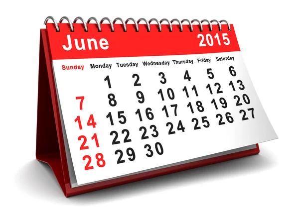 Calendario junio 2015 —  Fotos de Stock