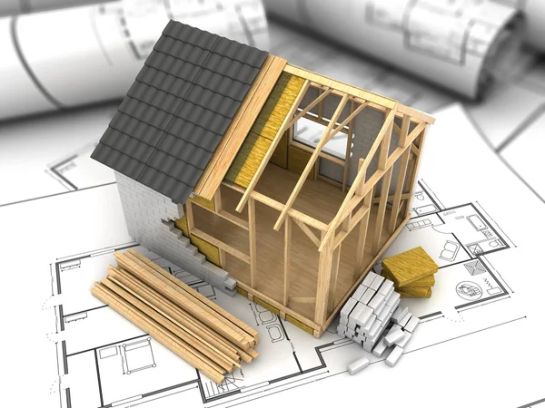 Plan van het frame huis — Stockfoto