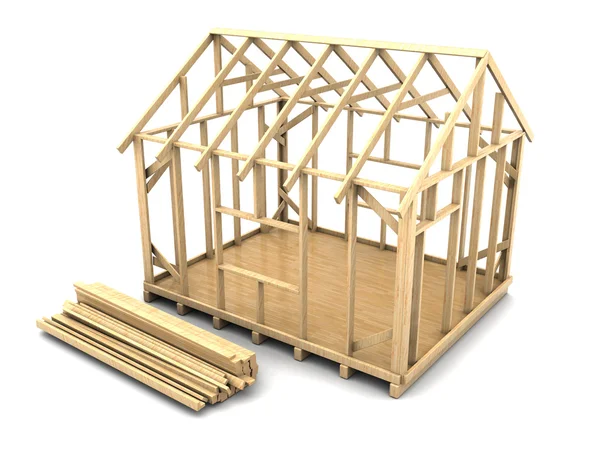 House frame and planks — Stock Photo, Image