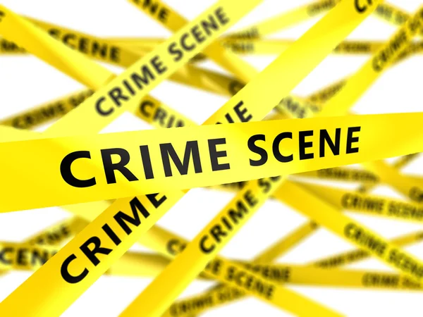 Sarı bandın suç sahne işareti ile — Stok fotoğraf
