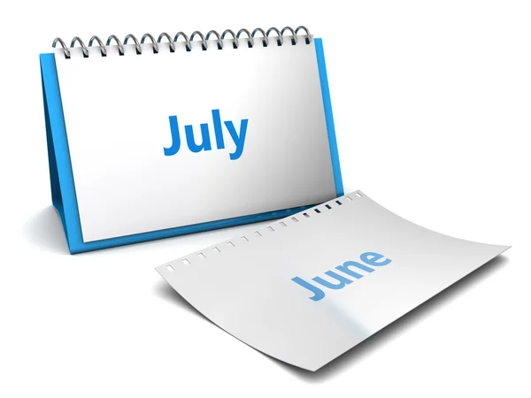 Składanie kalendarza stroną miesiąca lipca — Zdjęcie stockowe