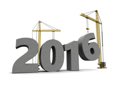 cranes and 2016 year sign clipart