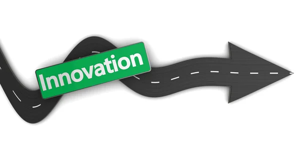 Asphalt road with arrow and innovation sign — Stock Photo, Image