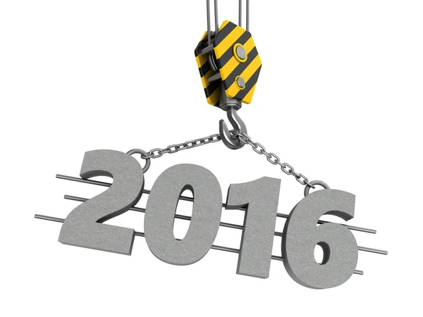Γερανός γάντζο και το έτος 2016 σημάδι — Φωτογραφία Αρχείου