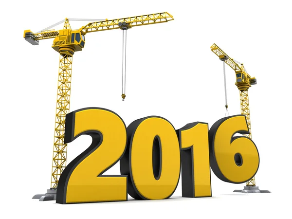 Cranes and 2016 year sign — Stock Photo, Image