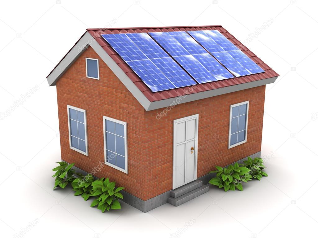 house with solar panel on roof